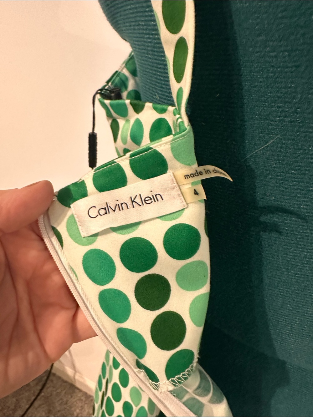 Calvin Klein Green Polka Dot Midi Sheath Dress- New with Tags - Picture 6 of 7